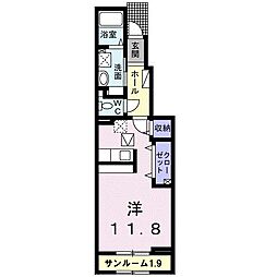 アンビジョン3 ワンルームの間取図画像