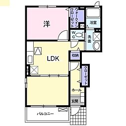 グッドムーンB 1LDKの間取図画像