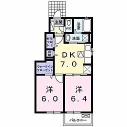 カーサ・アルグート 2DKの間取図画像