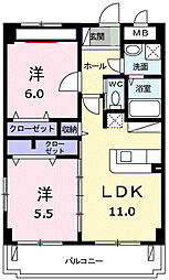 カーサダ・ヴィンチ 2LDKの間取図画像
