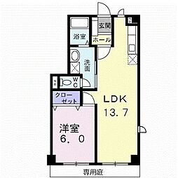 ヴィラリーブスA 1LDKの間取図画像