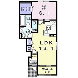 リアン 1LDKの間取図画像