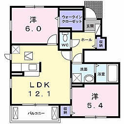 ラソ・エテルノ 2LDKの間取図画像