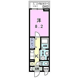 ピゼッリ 1Kの間取図画像