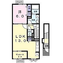 リード・アヴェニューB 1LDKの間取図画像