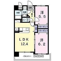 グランデスカイ空港南 2LDKの間取図画像