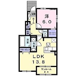 カーサ・グラシオ1 1LDKの間取図画像