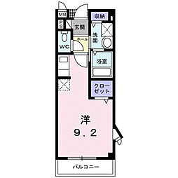 ウエストヒルB ワンルームの間取図画像
