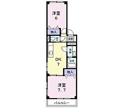 グランビア三内 2DKの間取図画像