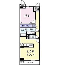 スプリング2 1LDKの間取図画像