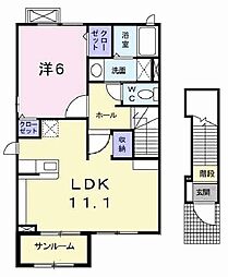 サンフローラ 1LDKの間取図画像