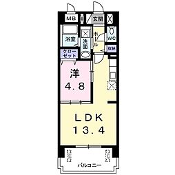 竜美丘フォレスト 1LDKの間取図画像