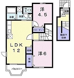 ソレアード木上 2LDKの間取図画像
