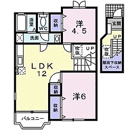クレディ彩2 2LDKの間取図画像