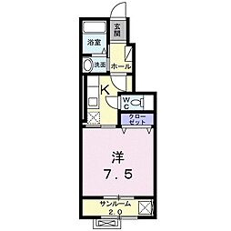 ラスパトハイツ 1Kの間取図画像