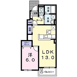 ハーモニーモアA 1LDKの間取図画像