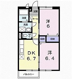 サクシード 2DKの間取図画像
