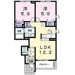 アーバン松浪2 2LDKの間取図画像