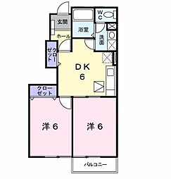 ア・スプリングA 2DKの間取図画像