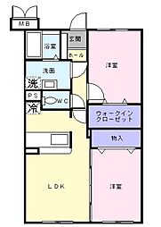 クラール小坂井 2LDKの間取図画像