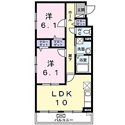 ベルウエスト 2LDKの間取図画像