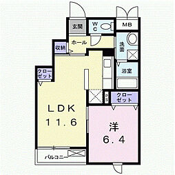 ラムズベール 1LDKの間取図画像