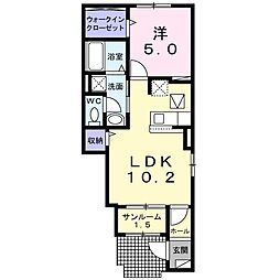 オーチャード桐 1LDKの間取図画像