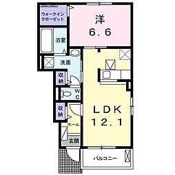 シャインB 1LDKの間取図画像
