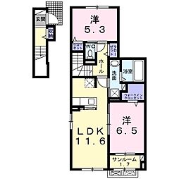 キャトルセゾン 2LDKの間取図画像