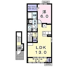 ヴィラシャングリラ須頃B 1LDKの間取図画像