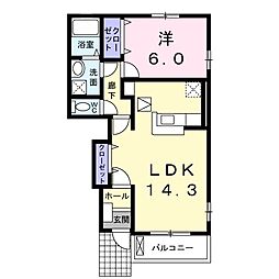 ネグレスコート 1LDKの間取図画像