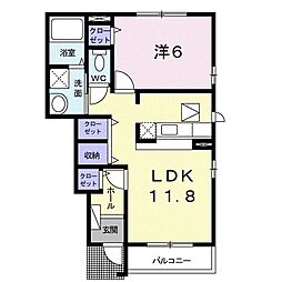 メゾン・ド・リオンB 1LDKの間取図画像