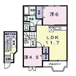 グリーンフィールドD棟 2LDKの間取図画像