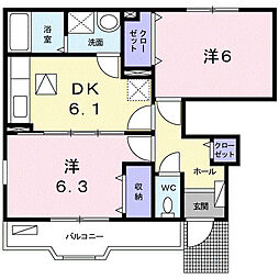 サニーメゾン 2DKの間取図画像