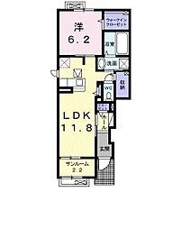 プラウド　横田III 1階1LDKの間取り