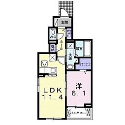 リッチウィステリア綾 1LDKの間取図画像