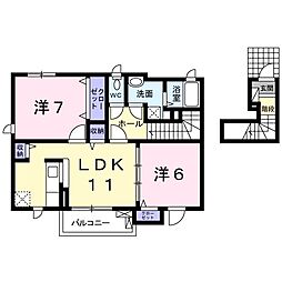 オーシャンブルーT・S 2LDKの間取図画像