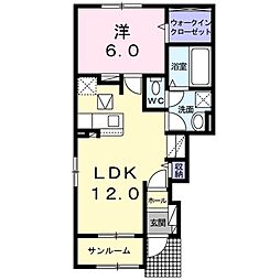 ヒールコート2 1LDKの間取図画像