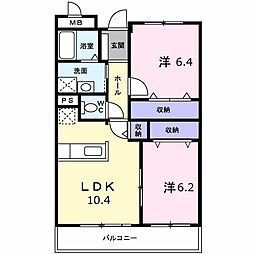 レトア手島 2LDKの間取図画像