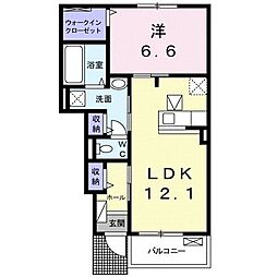 ジュリエフォレスト 1LDKの間取図画像