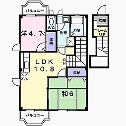 ラフィーネ・プロムナードA 2LDKの間取図画像