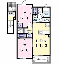 サンリット　ＭＳ　II 2階2LDKの間取り