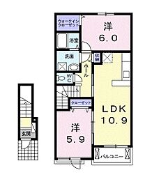 ラヴィベル 2LDKの間取図画像