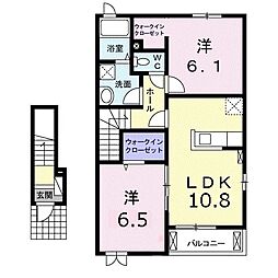 パシオンアミーゴA 2LDKの間取図画像