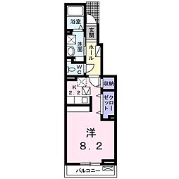 プロムナードII 1階ワンルームの間取り