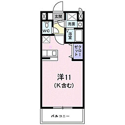 アーデントインプレスB ワンルームの間取図画像