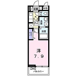 ラグラス 1Kの間取図画像