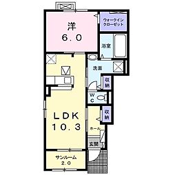 ラフィネSKM1 1LDKの間取図画像