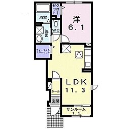 コスモパーク 1LDKの間取図画像