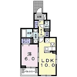 ブローテ2 1LDKの間取図画像